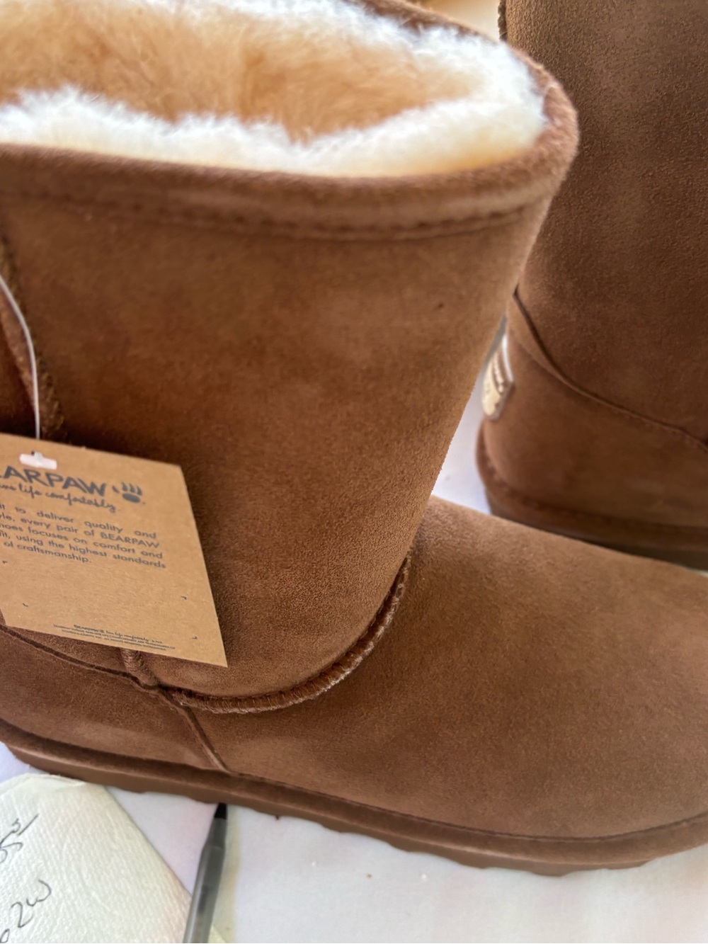 Bear paw  Classic Suede Shearling Boots - Chestnut size 11 new